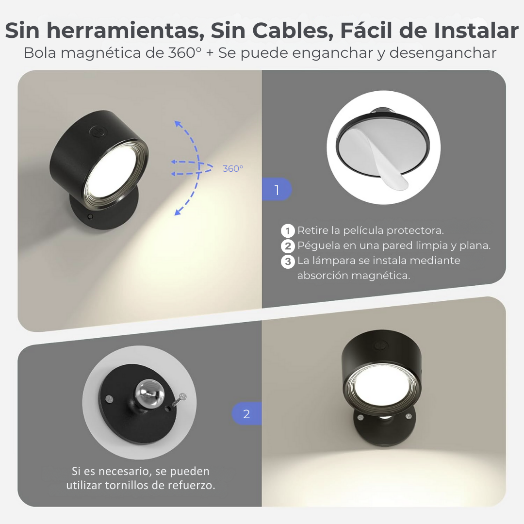 Lampara de Pared Táctil Recargable