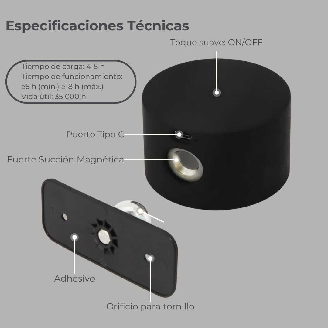 Lampara de Pared Táctil Recargable